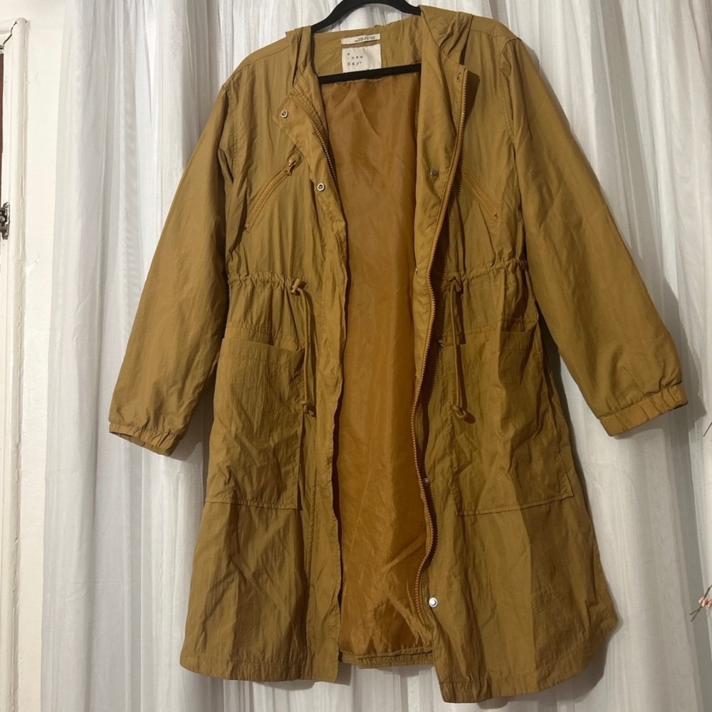 Mustard/Gold Windbreaker Coat with Cargo Pockets